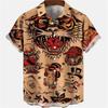 Summer Men's Dragon Pattern Element Shirt Social Casual Vintage Hawaiian Shirt  New Oversize Short Sleeve Street Clothing