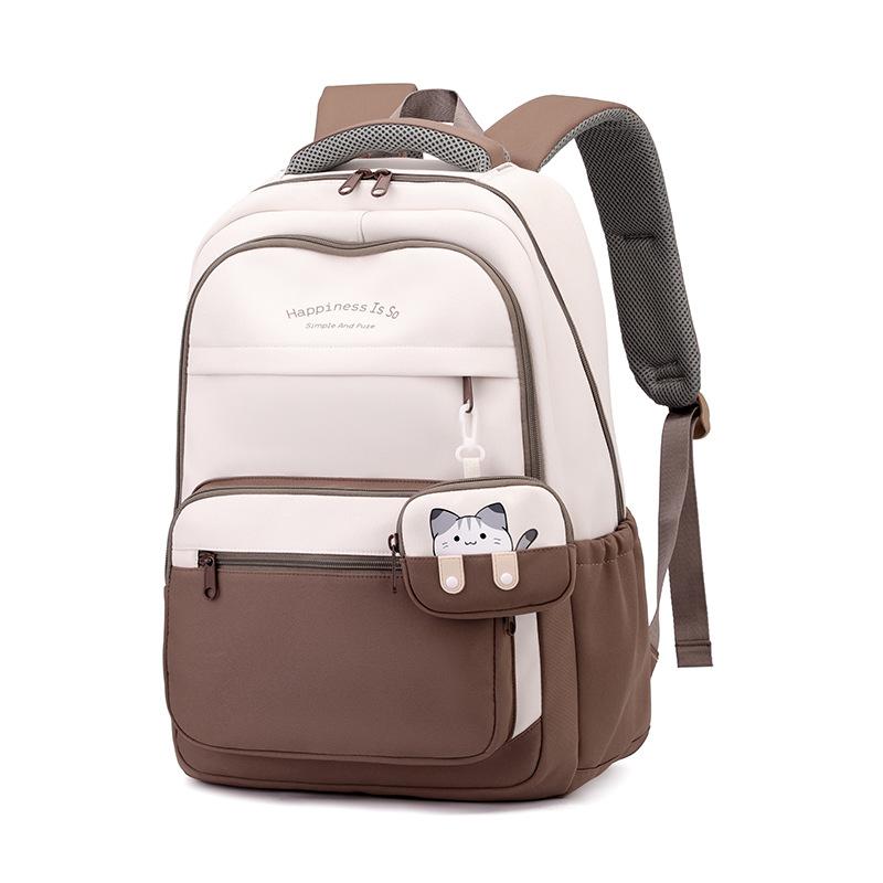 Nouveau sac à dos léger 2026 pour filles Grande capacité Mignon sac d'école chaton Convient aux élèves du collège et de l'école primaire