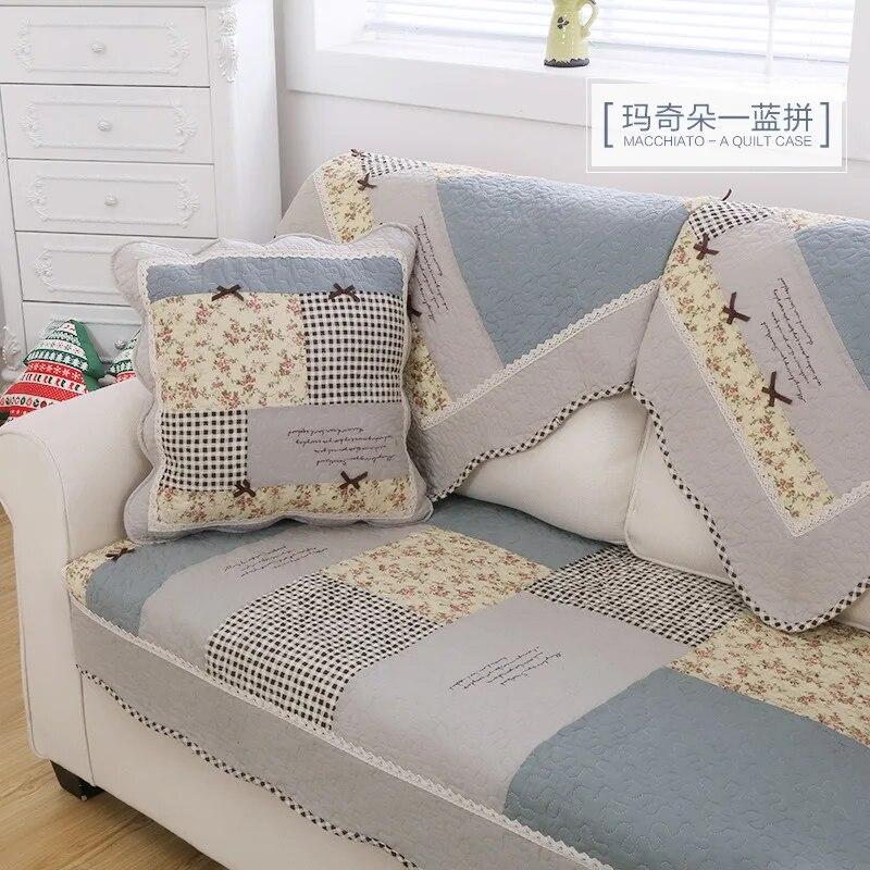 Hot Selling All-season Universal Anti Slip Sofa Mat New Rural Style Cushion Sofa Cover Small Floral Han Style Backrest Towel