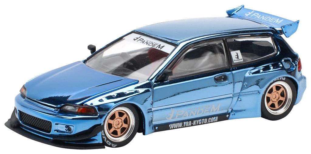 POP RACE Pandem Civic EG6 Blue Chrome Finished Model PR640206 1/64