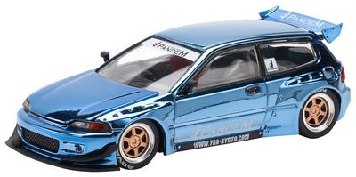 POP RACE Pandem Civic EG6 Blue Chrome Finished Model PR640206 1/64