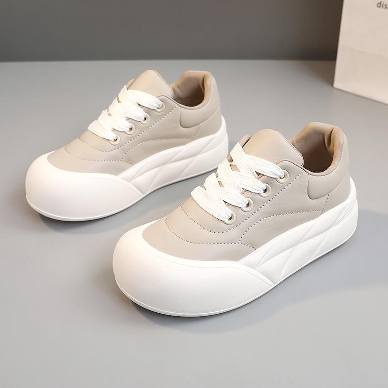 Br993 New  Spring and Summer Thick Sole Increased Casual Women's Shoes Korean Style Students' Skateboard Shoes round Head Breathable Street Shooting