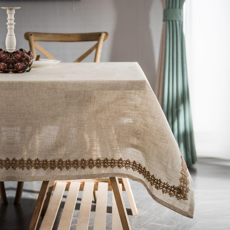 

Однотонная скатерть Хлопковая и льняная ткань Японский стиль Цвет льна Китайский Дзен Хаки Скатерть Прямоугольная Twine lace tablecloth 60*60cm
