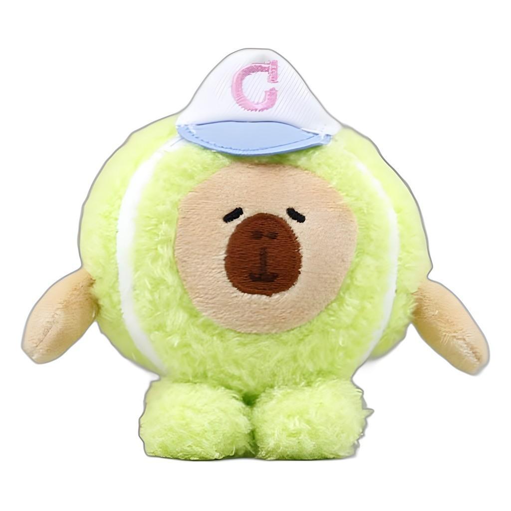 Adorable Pink Baseball Capybara Plush Toy Cute Stuffed Animal Keychain Bag Charm