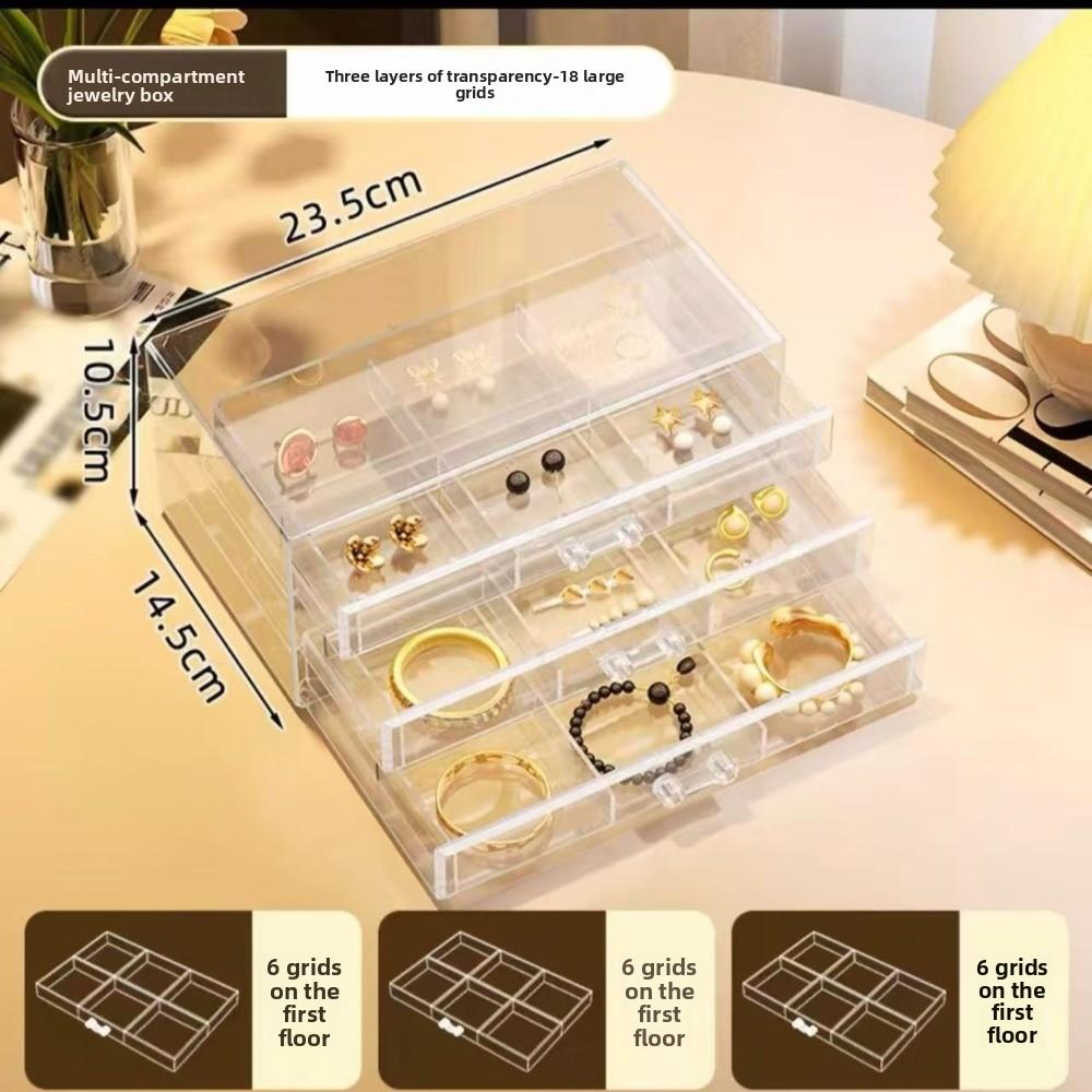 Jewelry storage box Large capacity earrings Earrings Necklace Earrings Bracelet Jewelry box Exquisite beaded finishing box Transparent