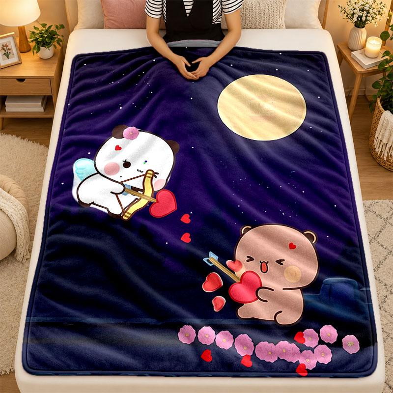 Flannel BlanketBubu Brownie Warm Soft Throw Blanket for Indoor Sofa Bed Living Room Use