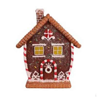 Gingerbread House Statue Light Up Festive Decoration Gifts DIY Crafts Christmas Resin for Indoor