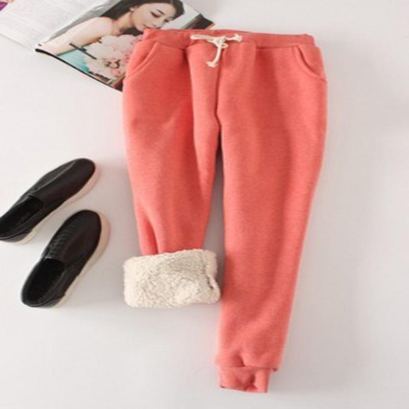 Lambskin Sweatpants Winter Women's Velvet Autumn and Models Loose Thickening Was Thickening Warm Pants for Students