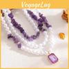 Geometric Pearl Necklace With Crystal Pendant For Women Summer