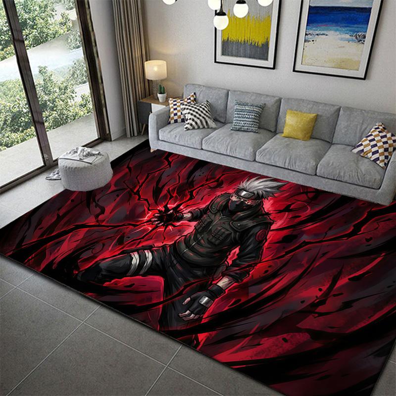 Naruto Anime Motion Print Area Rug Soft Plush Non-Slip Mat for Living Room
