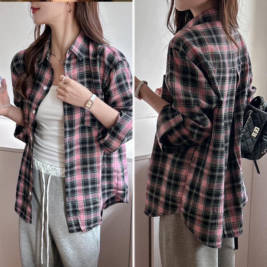 Vintage Loose Casual Shirt Women Autumn New Korean Style Leisure Simple Long Sleeve Outer Wear Sun Protection Top