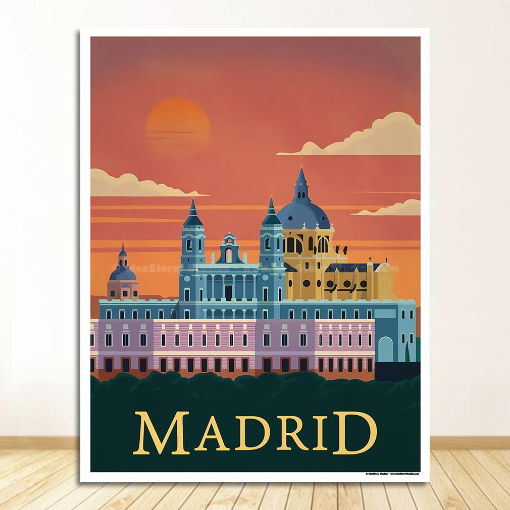 Germany Travel Canvas Paintings Vintage Wall Kraft Posters Coated Stickers Home Decor Gift Spain Madrid Bullfighting Berlin
