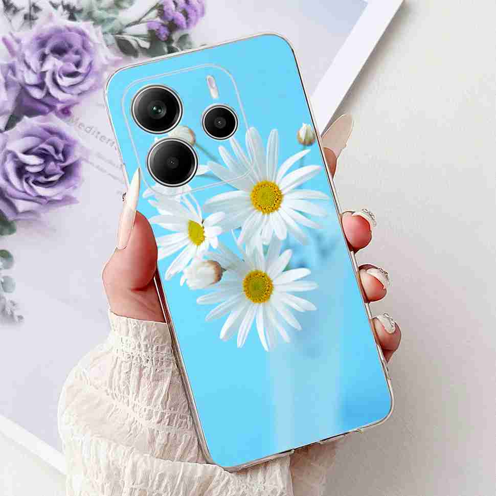For Xiaomi Redmi Note 14 Pro 5G Case Beautiful Flower Heart Cover Soft Silicone Casing For Redmi Note 14 Note14 4G Cover Coque