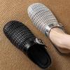 Silver Toe-Over Summer Flat Bottom Half Slippers Women's Breathable Hole Design Outdoor Wear Rubber Sole Simple Style Shoes
