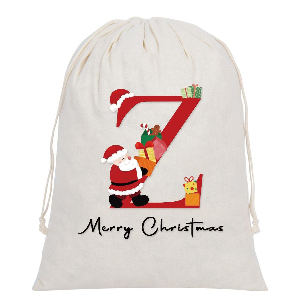 5pcs Large Letter Drawstring Bag Cloth Bag Party Festival Supplies Bag Christmas Gift Bag Santa Claus Bag