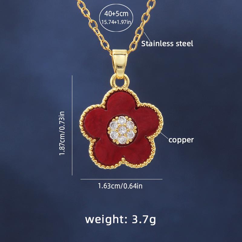 

Роскошная цепочка из титановой стали с замком из 18-каратного цветка клевера красный