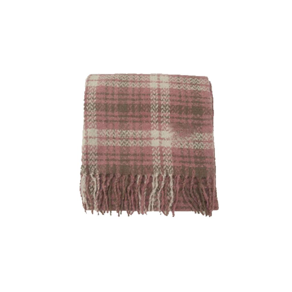 Retro Plaid Scarf Women's Winter New Rose Pink Scarf Autumn and Winter Atmosphere Sense of Advanced Sense of Versatile Tide