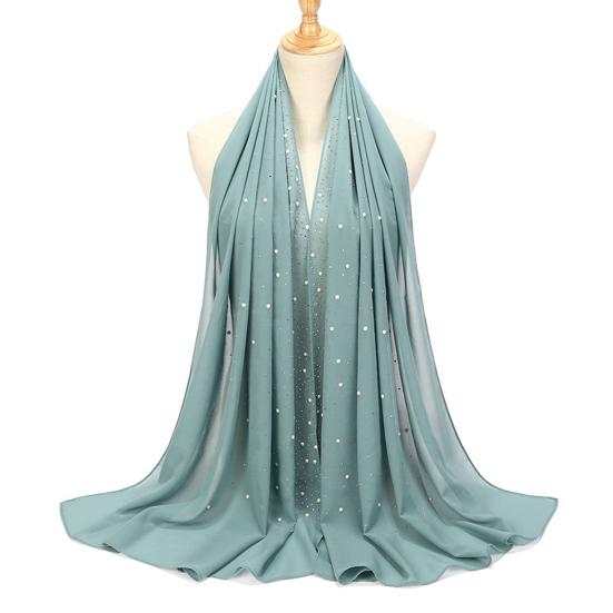 Lightweight Scarf Hot Drill Imitation Pearls Decor Headwrap Women Solid
