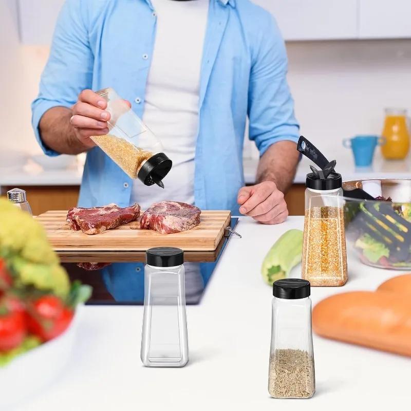 Portable Spices Seasoning Shaker Bottles Sugar Salt Pepper Jars BBQ Condiment Dispenser Empty Plastic Container Kitchen Gadgets