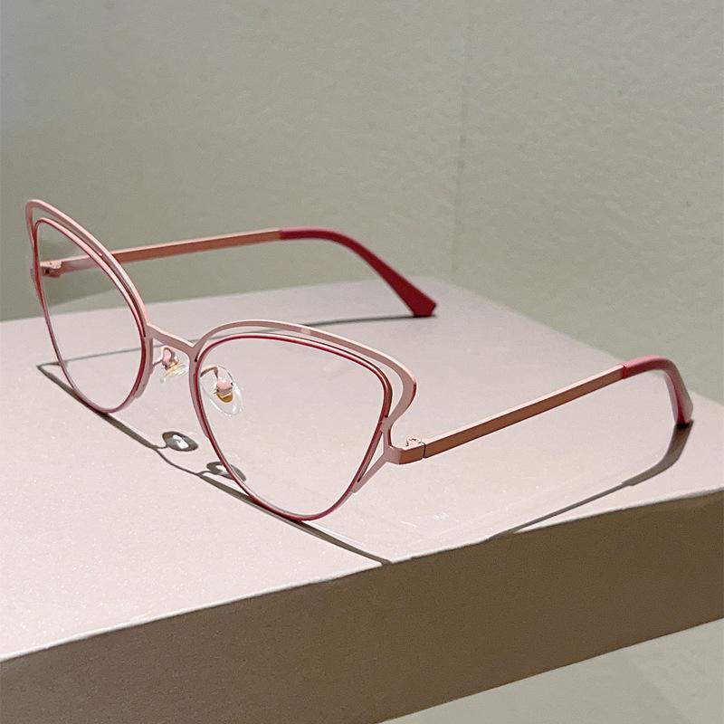 Vintage Butterfly Anti Blue Light Optical Glasses Women Luxury Myopia Customize Prescription Eye Glasses Metal New Cat Eye Frame