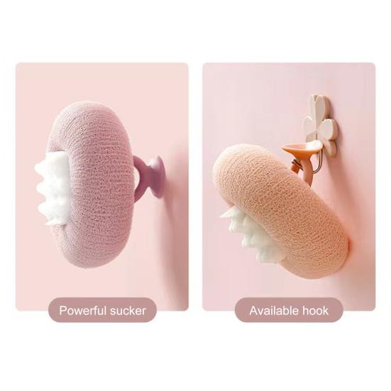 Sunflower Bath Brush with Suction Cup Ring Design Super Soft 2-in-1 Bath Ball Cleansing Massage Exfoliating Shower Sponge