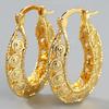 Fashion Round Gold Plated Copper Hoop Earrings For Women  New Vintage Jewelry Wedding Anniversary Party Gifts Acessories