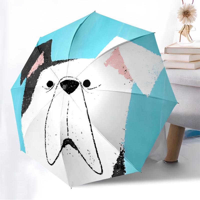 1PC Puppy Face Automatic Folding Umbrella - Compact 8-Rib Design, Durable Plastic & Iron, Lightweight for Outdoor Daily Use, Festive Gift006