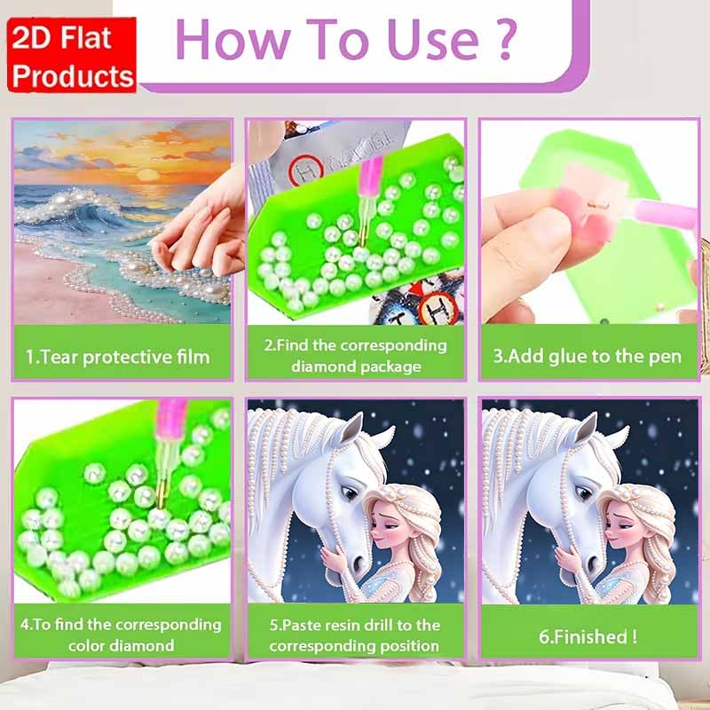 Disney Pearl Painting Frozen Elsa and Her Pony Nook 5D DIY Pearl Picture Crafts for Adults/Beginners Gift Ideas Home Decor