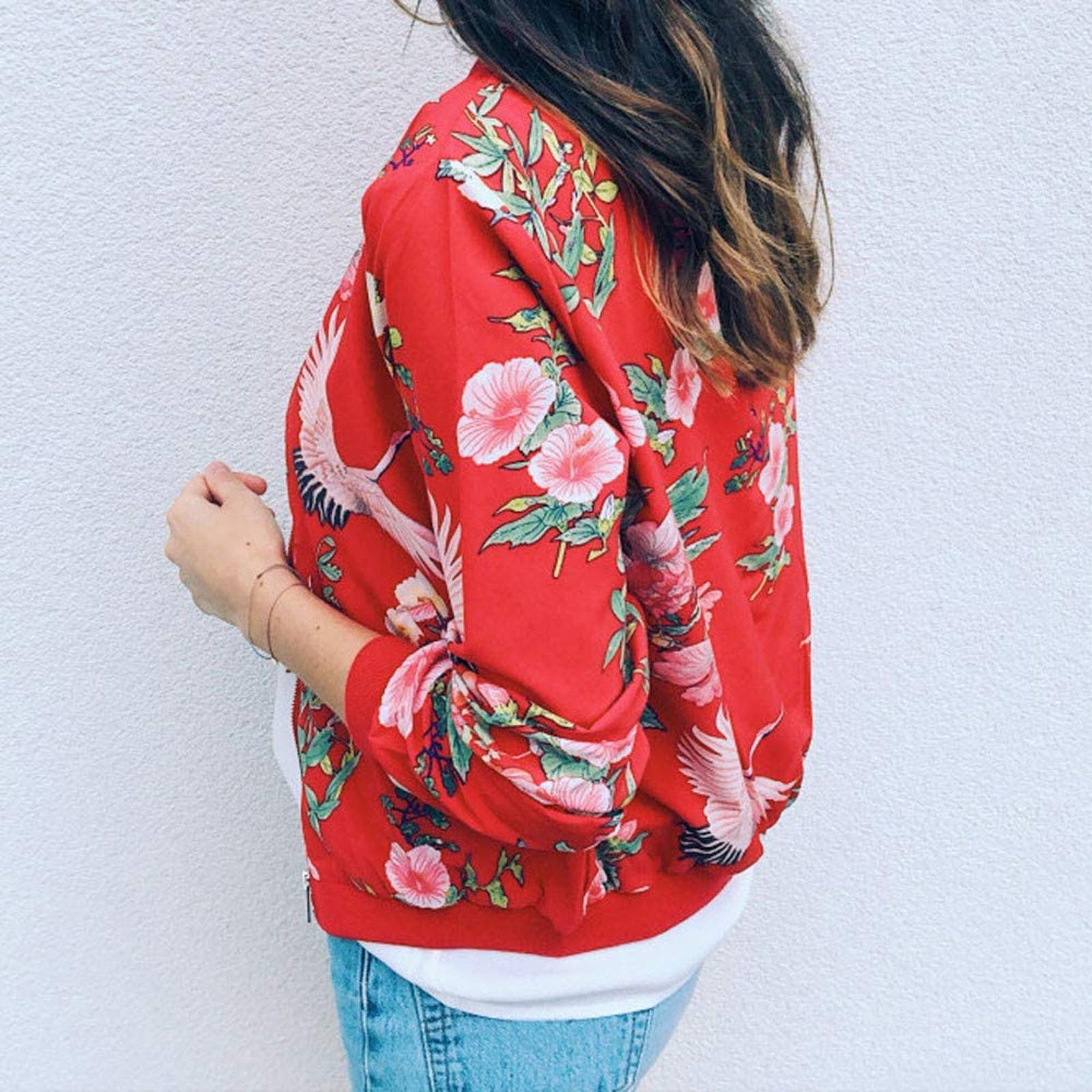 Женская модная повседневная куртка на молнии с длинными рукавами и принтом — фото 9