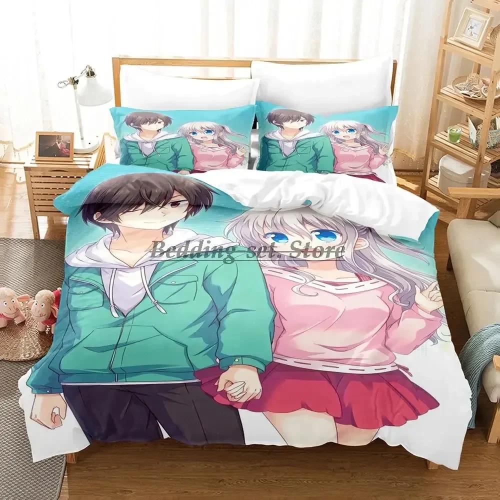 Anime Charlotte Bedding Set Single Twin Full Queen King Size Bed Set Aldult Kid Bedroom Duvetcover Set Kawaii Bed Sheet