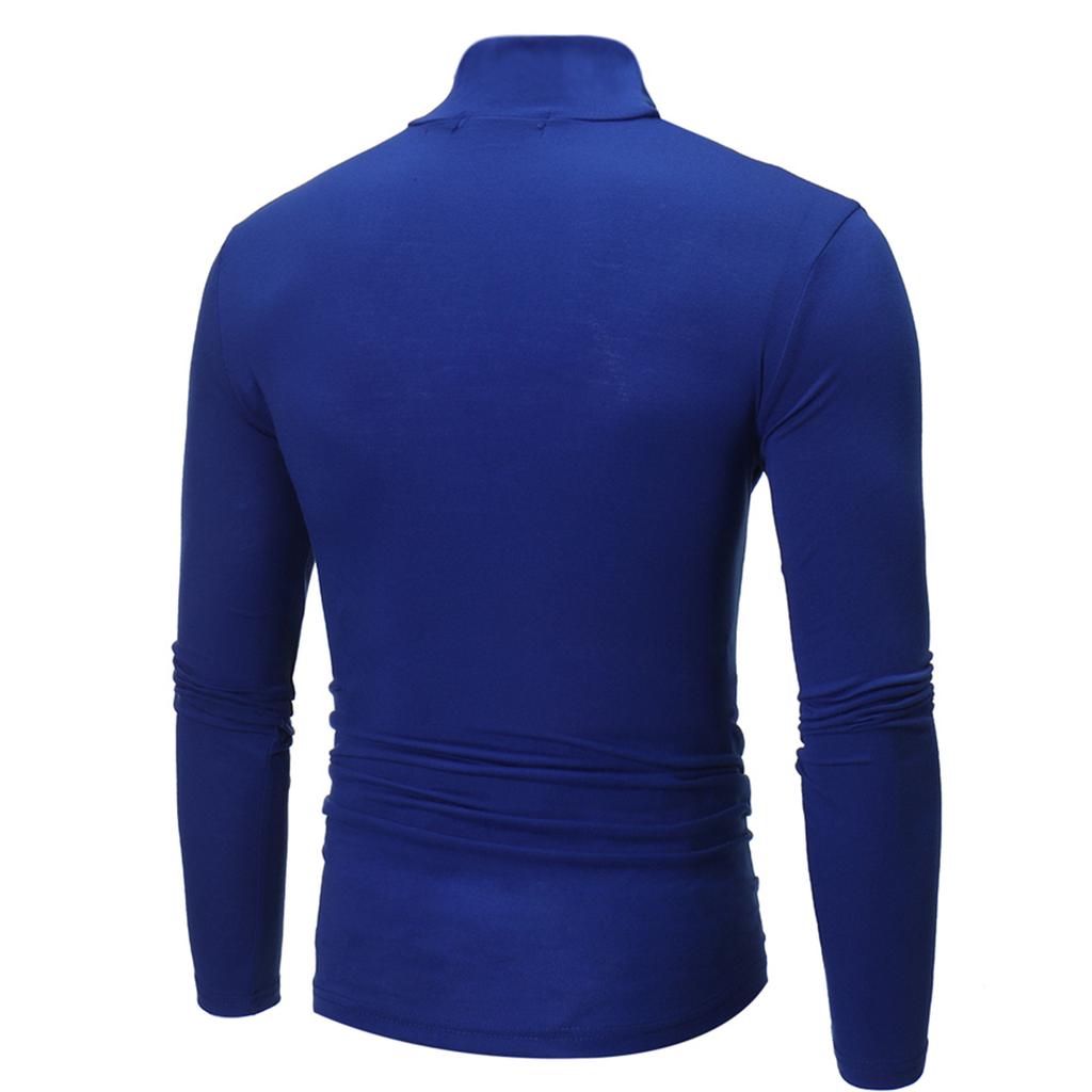 Herr Casual Hög Hals Långärmad T-shirt Enfärgad Smal Passform Pullover Undertröja Termisk Baslager Skjorta
