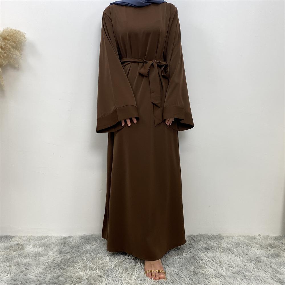 S-XXL Multi Color Available Middle East Dubai Hot Selling Clear Color Lace Up Muslim Dress