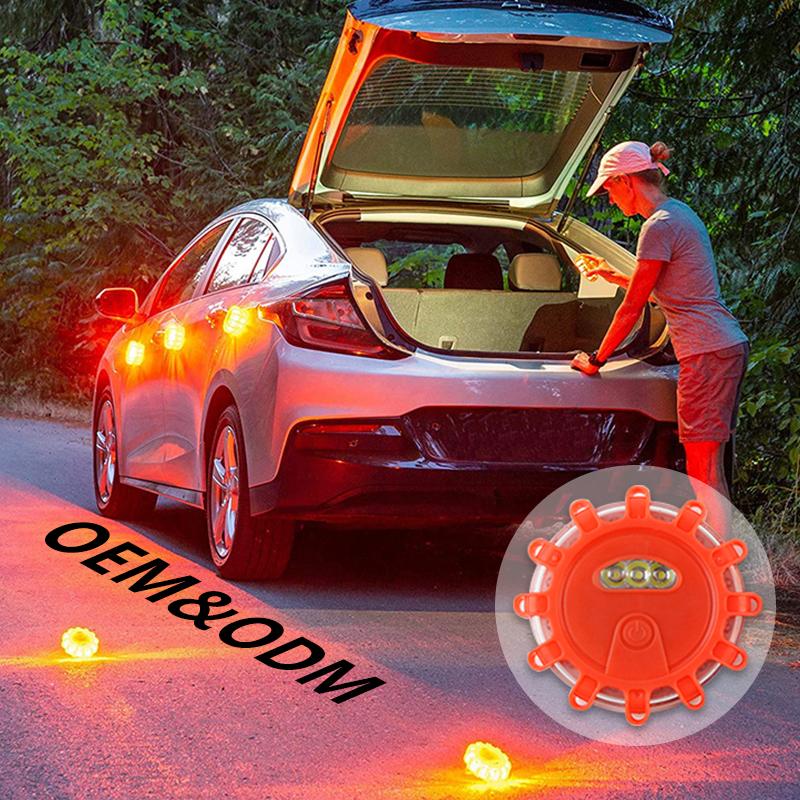 Magnetic USB Rechargeable 18 21 Green LED Road Flare Customized with Magnet Warning Beacon Road Flare Orange Battery type(1 piece)