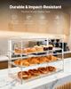 Bakery Display Case, 3-Tier Commercial Countertop Pastry Display Case, Clear Acrylic Bread Box for Kitchen, Party Cake Cabinet with Flip-Up Door for
