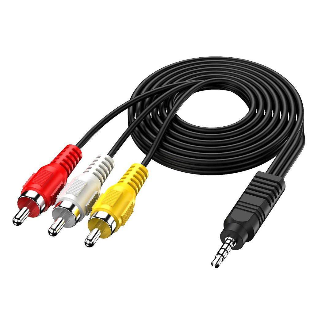 3.5 Mm To RCA AV Camcorder Video Cable,3.5mm 18 TRRS Male To 3 RCA Male Plug Adapter Cord for TV,Smartphones,MP3, Tablets,Speakers,Home Theater -