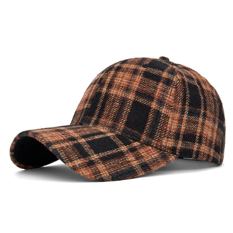 Unisex Autumn/Winter Classic Plaid Baseball Cap - Hard Top Duckbill Sun Hat