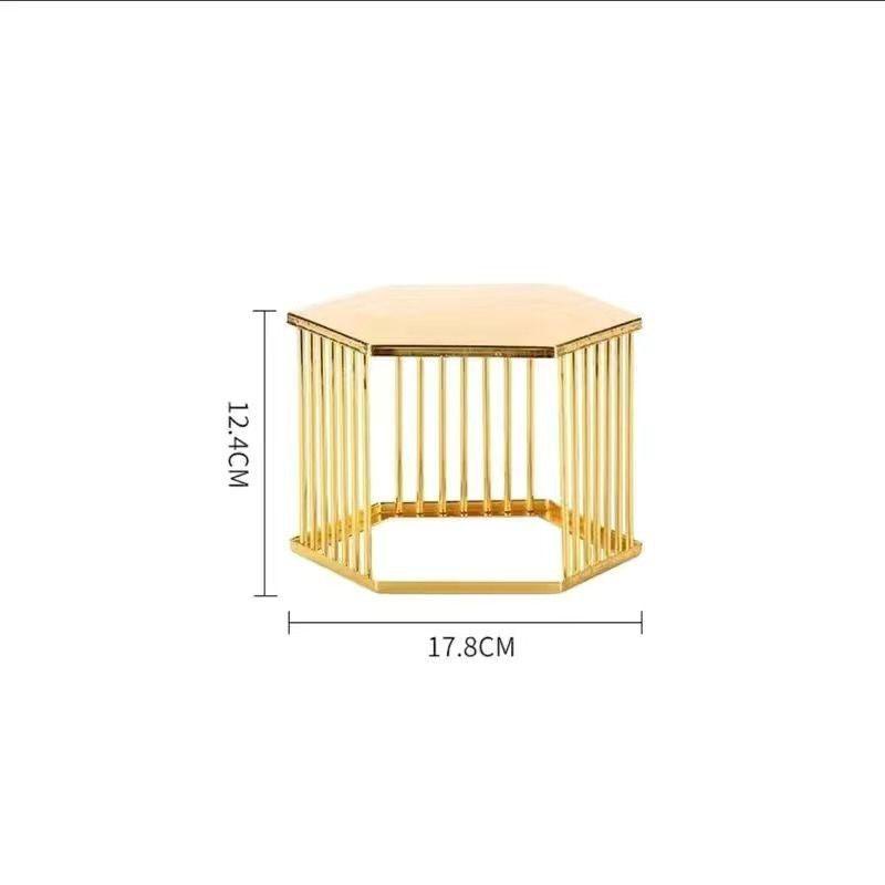 Golden Cylinder Wrought Iron Buffet Fruit Dish Stand Dessert Display Shelf Dim Sum Frame Cake Rack Wedding Birthday Party Decor