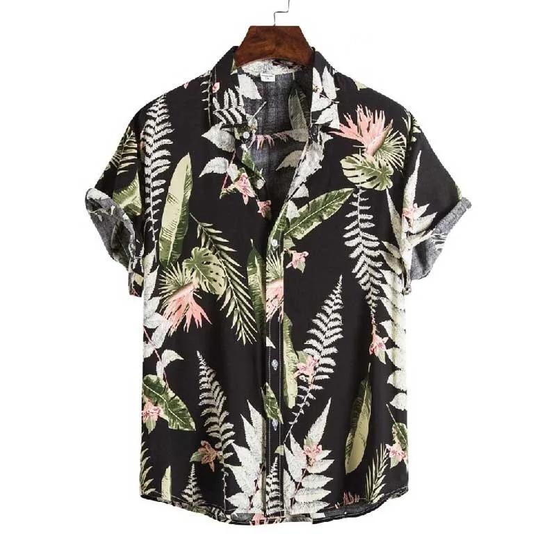 Summer Casual Holiday Beach Shirt 3D Plants Pattern T-shirt Retro Short Sleeve Street Vacation Outdoor Men's and Women's Shirt