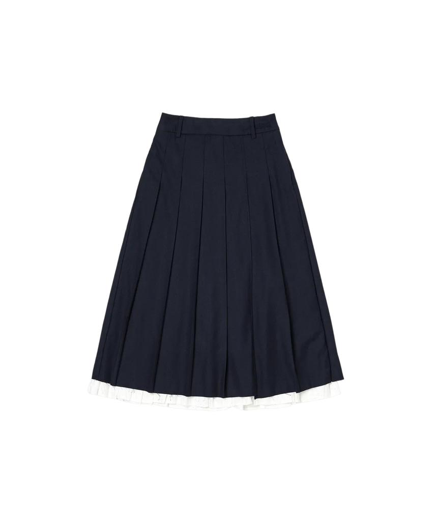 LOTSYOU First-Date Pleats Skirt Navy