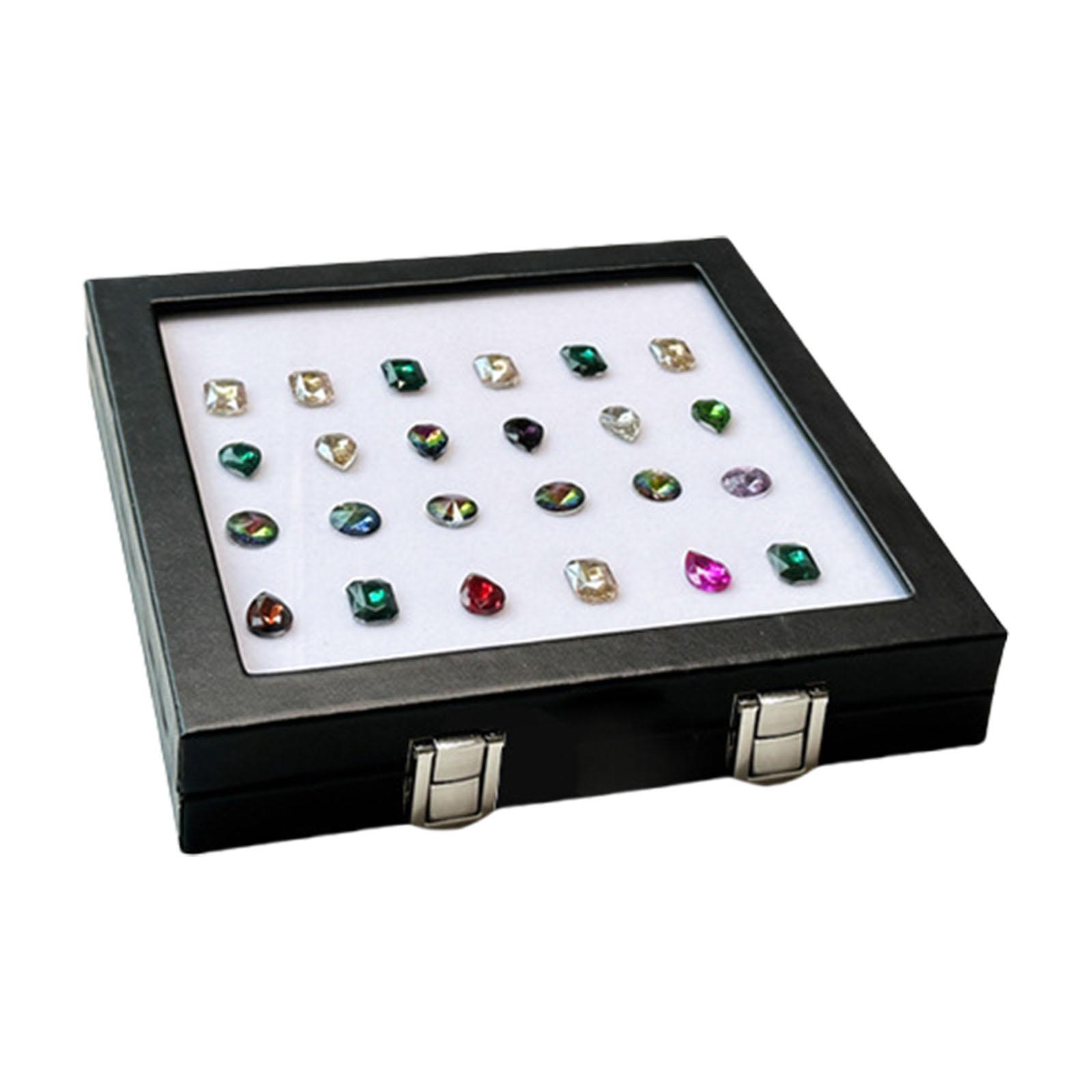 

Практичные органайзеры-витрины для ювелирных изделий со стеклянной крышкой, держатели для демонстрации драгоценных камней и кристаллов, с подкладкой из губки 18*18*3cm