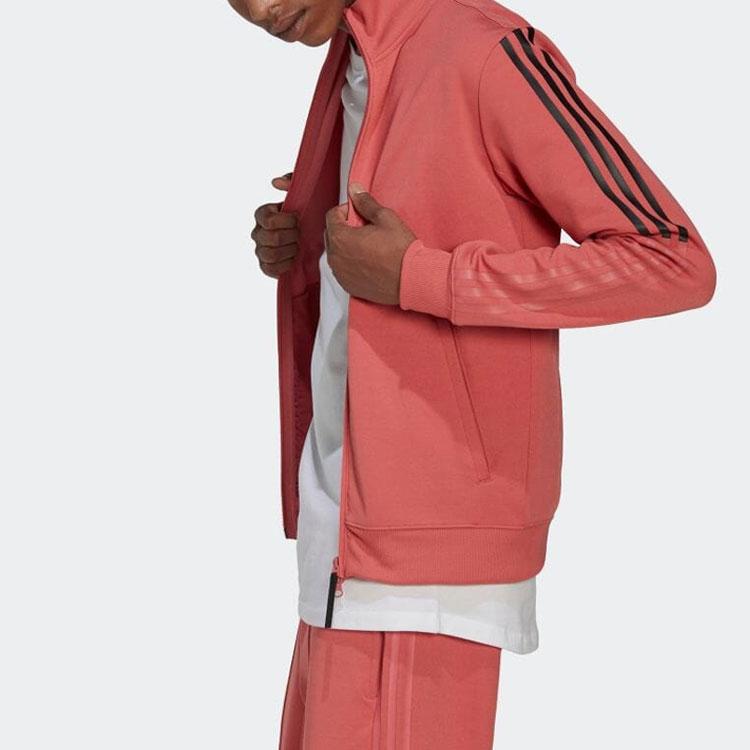 Adidas Side Stripe Logo Stand Collar Jacket Men Outerwear Pink HN1948