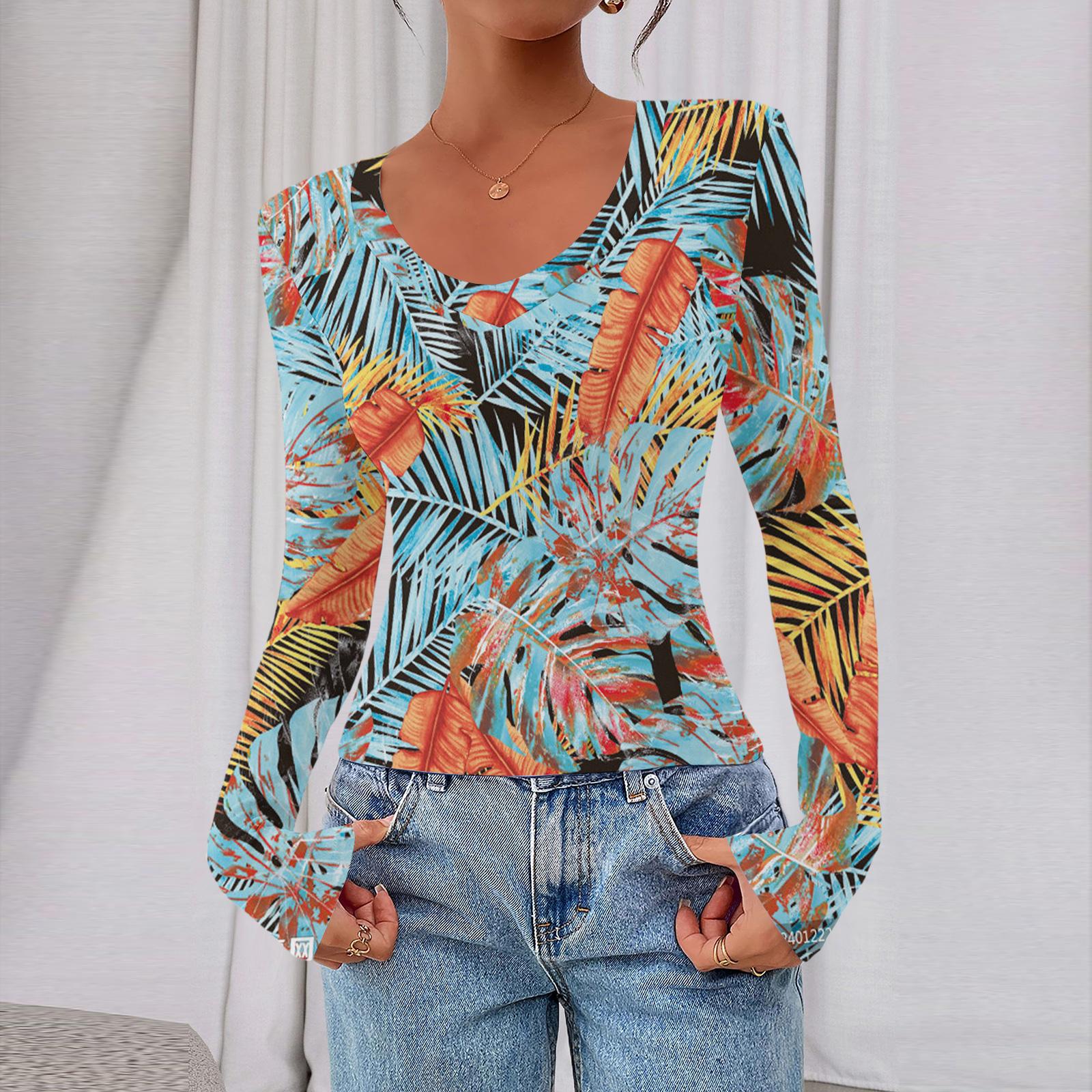 

Женский повседневный модный топ с глубоким V-образным вырезом, облегающий, укороченный, с ретро-принтом для прогулок L