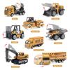 8pcs/set Alloy Engineering Truck with Mat&Road Sign Classic Construction Model Vehicle Loader Tractor Excavator Toy Car for Boys