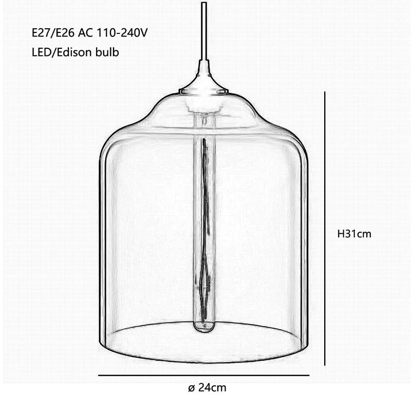 7 color Industrial Colourful glass ball led Pendant Lamps modern e27 lights restaurant living room
