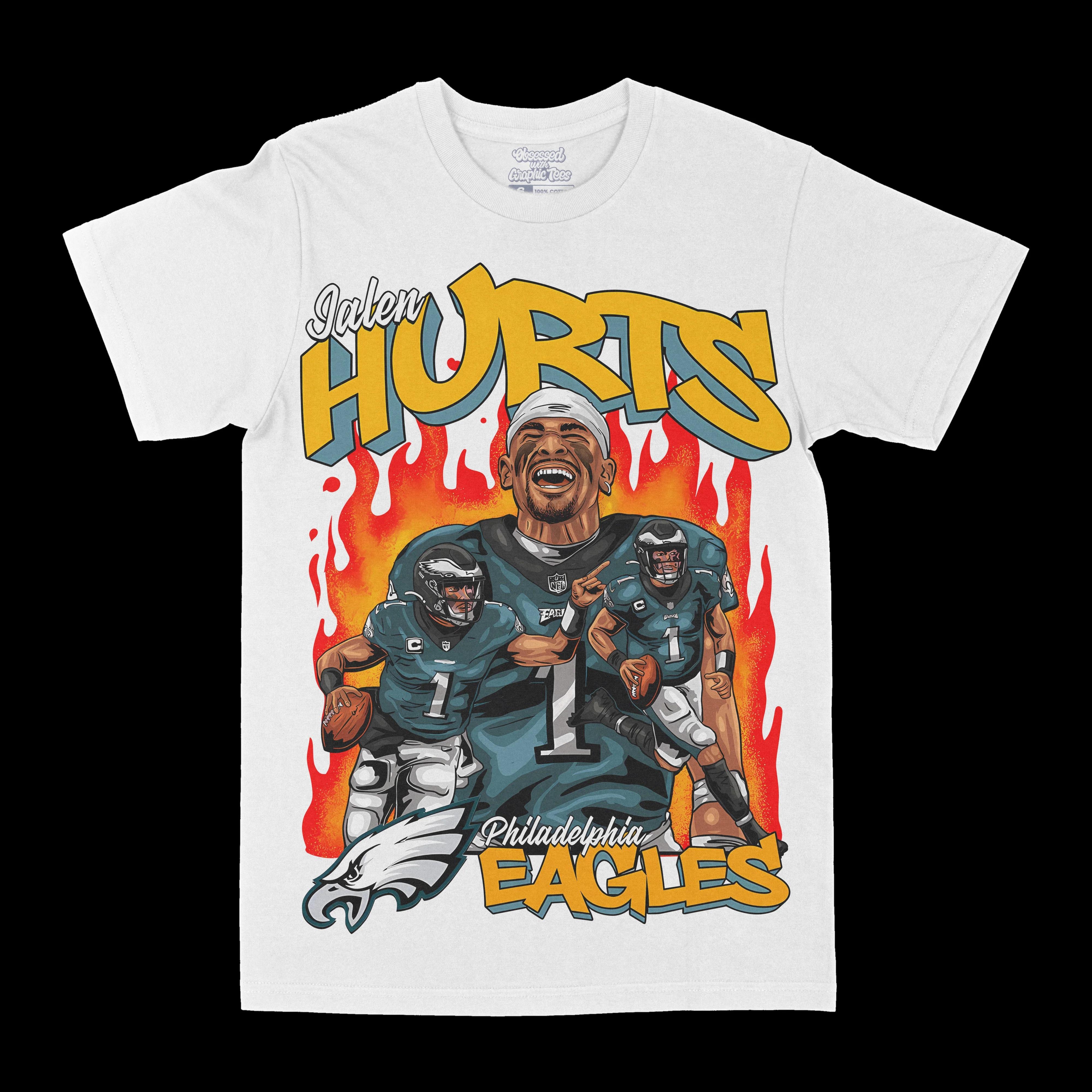 Jalen Hurts Football Player Unisex Cotton TShirt Streetwear Vintage Philadelphia Eagles White S