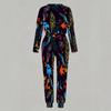 Ladies Long Sleeve Round Neck Blouse And Straight Leg Long Pants Two Piece Soft Daily Wear Set