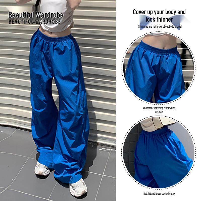 Women's Cobalt Blue Wide-Leg Quick-Dry Casual Pants