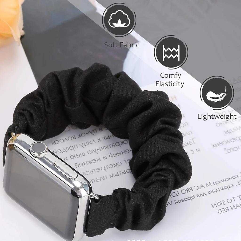 1ks- Kompatibilní pro Apple Watch pásek Scrunchie 38/40/41mm Roztomilé elastické pásky Solo Loop Náramek Řemínek