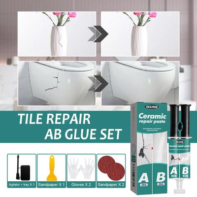 Kit Pastă de Reparat Faianță Set Pastă de Reparat Faianță Umplutură pentru Faianță Agent Universal Acrilic Rezistent pentru Repararea Fisurilor Set Reparare Cadă de Baie
