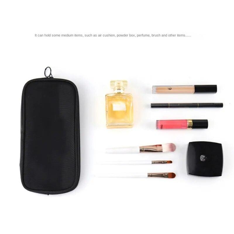 Genți de cosmetice transparente din plasă noi, geantă de machiaj neagră, mare, transparentă, organizator portabil pentru articole de toaletă de călătorie, pungă de depozitare pentru ruj